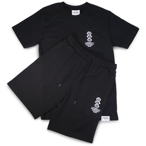 'Slogan Monkeys' Jogger Short and T Shirt Set - Black