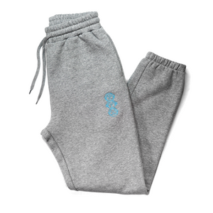 Matching Heather Grey Hooded Tracksuit with Blue 'Three Wise Monkeys' Embroidery